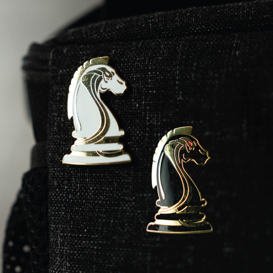 White and Black Pin Badges